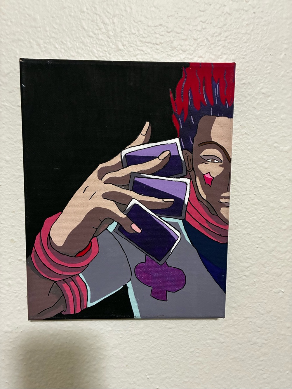 Hand-Painted Purple Card Player Canvas Art - Unbranded